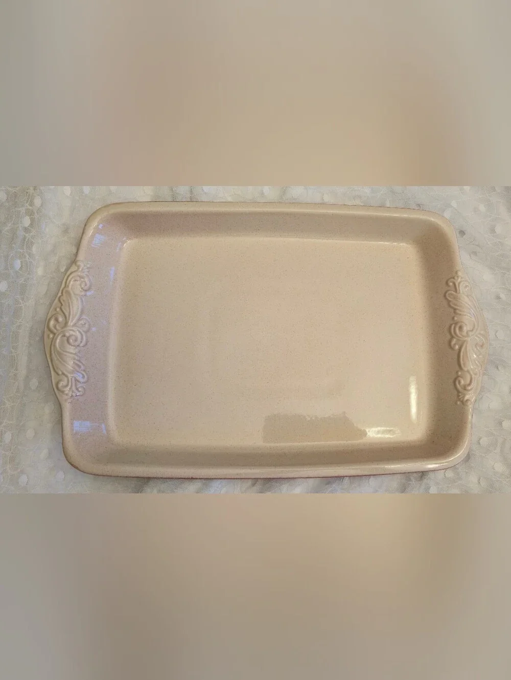Pfaltzgraff Weir In Yout Kitchen Cayenne Red Ceramic Rectangular Platter/Handles